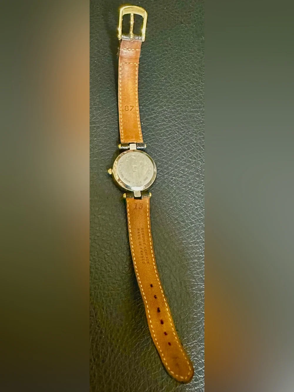 Pierre Cardin Blue Dial Gold-Tone Case Black Leather Strap Watch